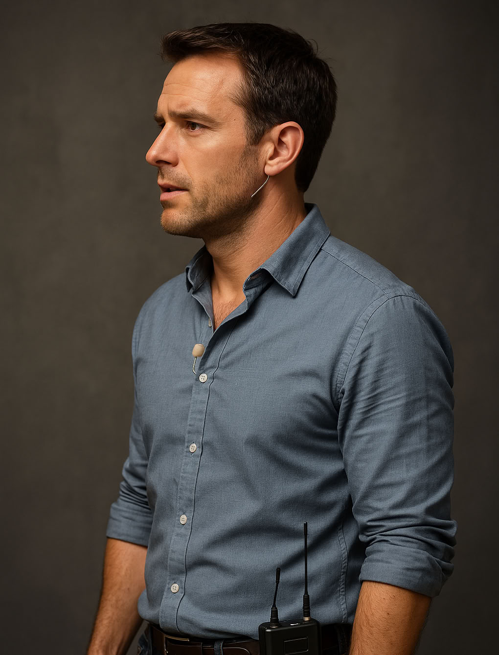 Man with Atlas Track and Lavalier Microphone